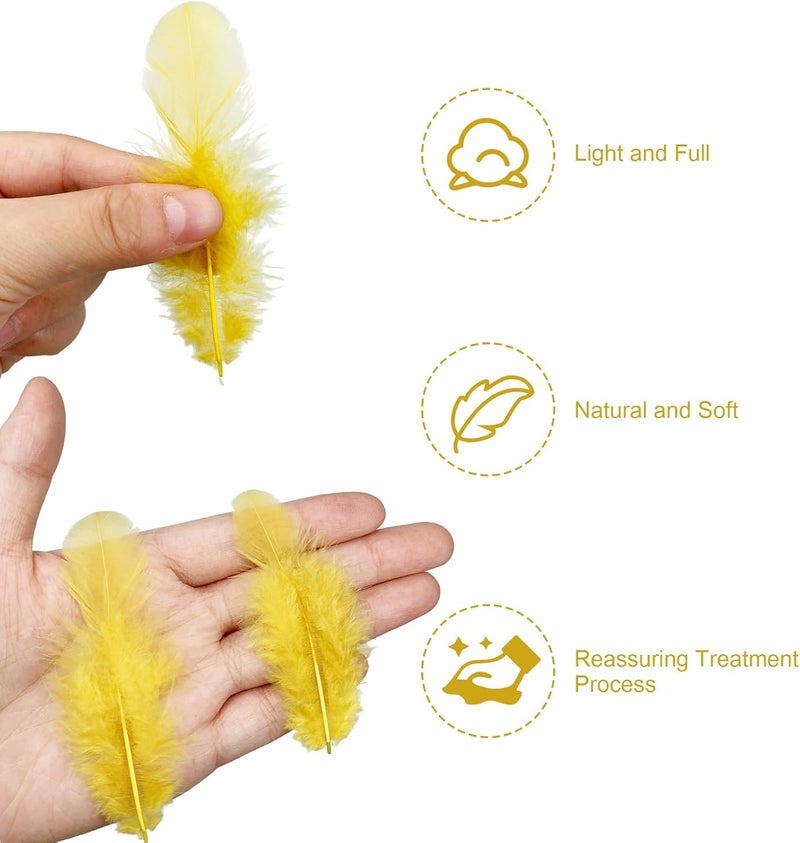 Flying feathers 500pcs-Gold Rooster Feathers 3-5inch Bulk Feathers for Crafts DIY Dream Catcher Supplies（500pcs） - Image 3